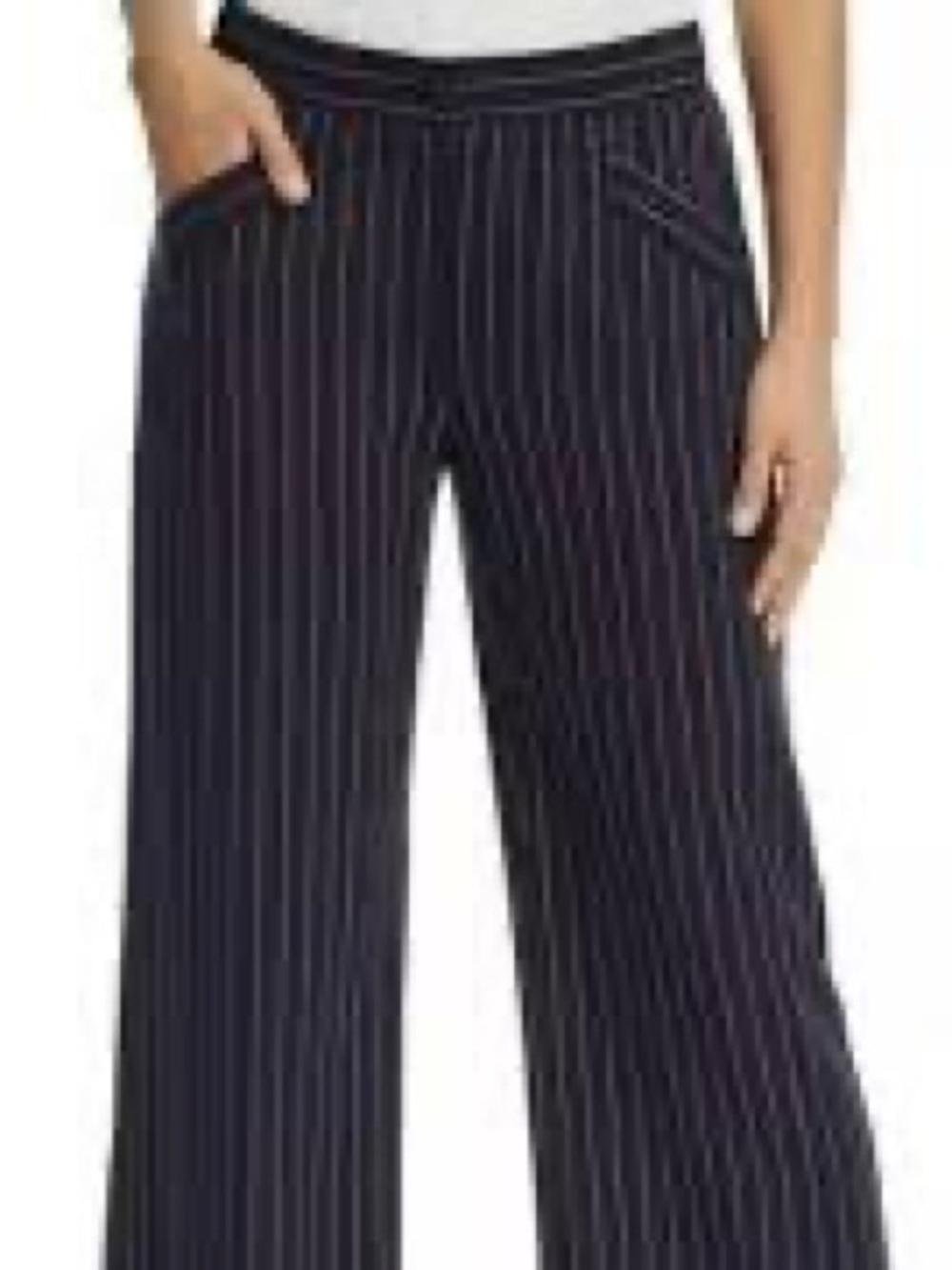NWOT Eileen Fisher Navy Wide-Leg Pinstripe Pants size  M
